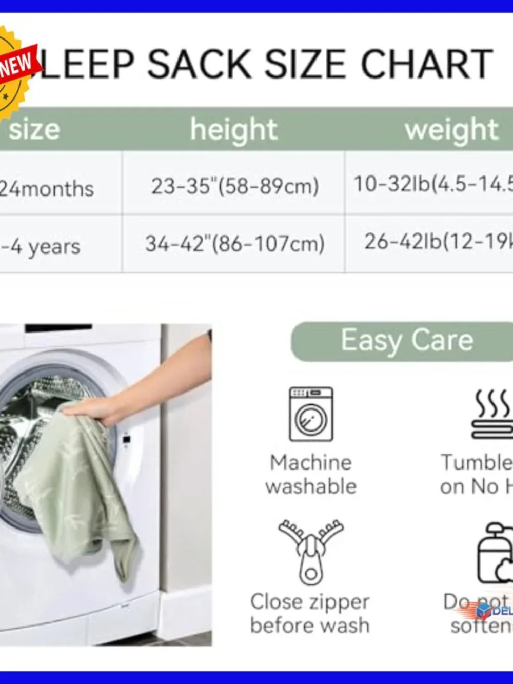 Merino Wool Cotton Sleep Sack 2-Way Zipper Adjustable Universal Size